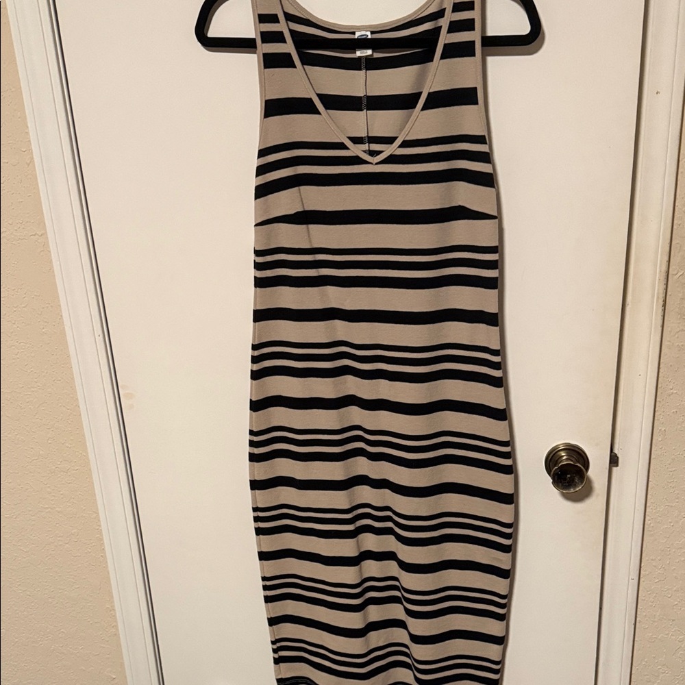 Old Navy Black and Tan Striped Dress